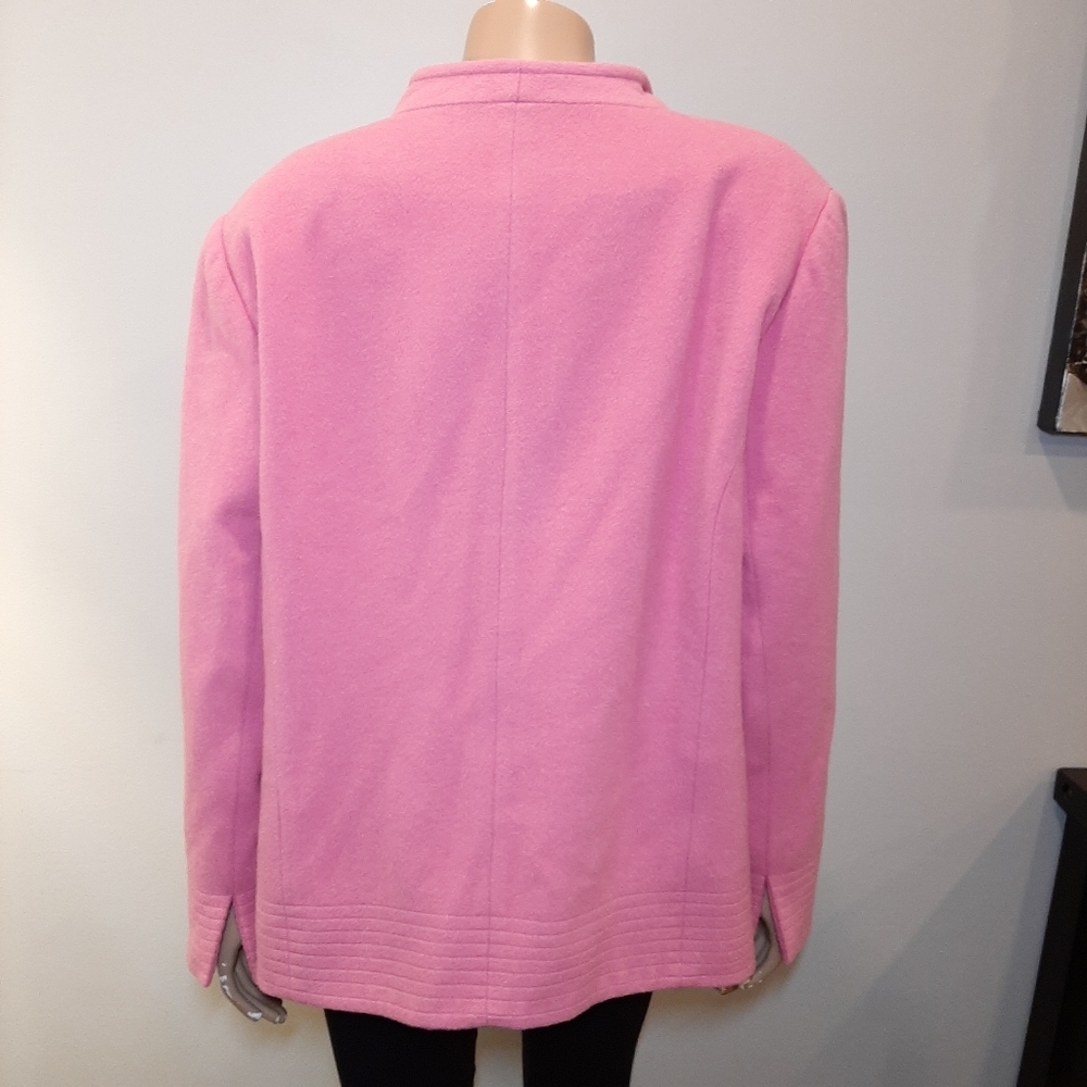 Louben Wool Cashmere Blazer Jacket Womens Size 16 Felted Barbie Bubblegum Pink - Picture 7 of 14